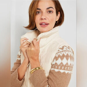 Talbots Cozy Cream Down Puffer vest zip-up New no tags 1X 14-16w